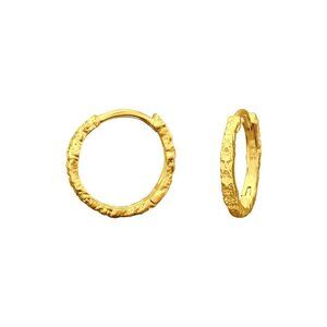 14K Gold Vermeil Textured Huggie Hoop Earrings | 15mm